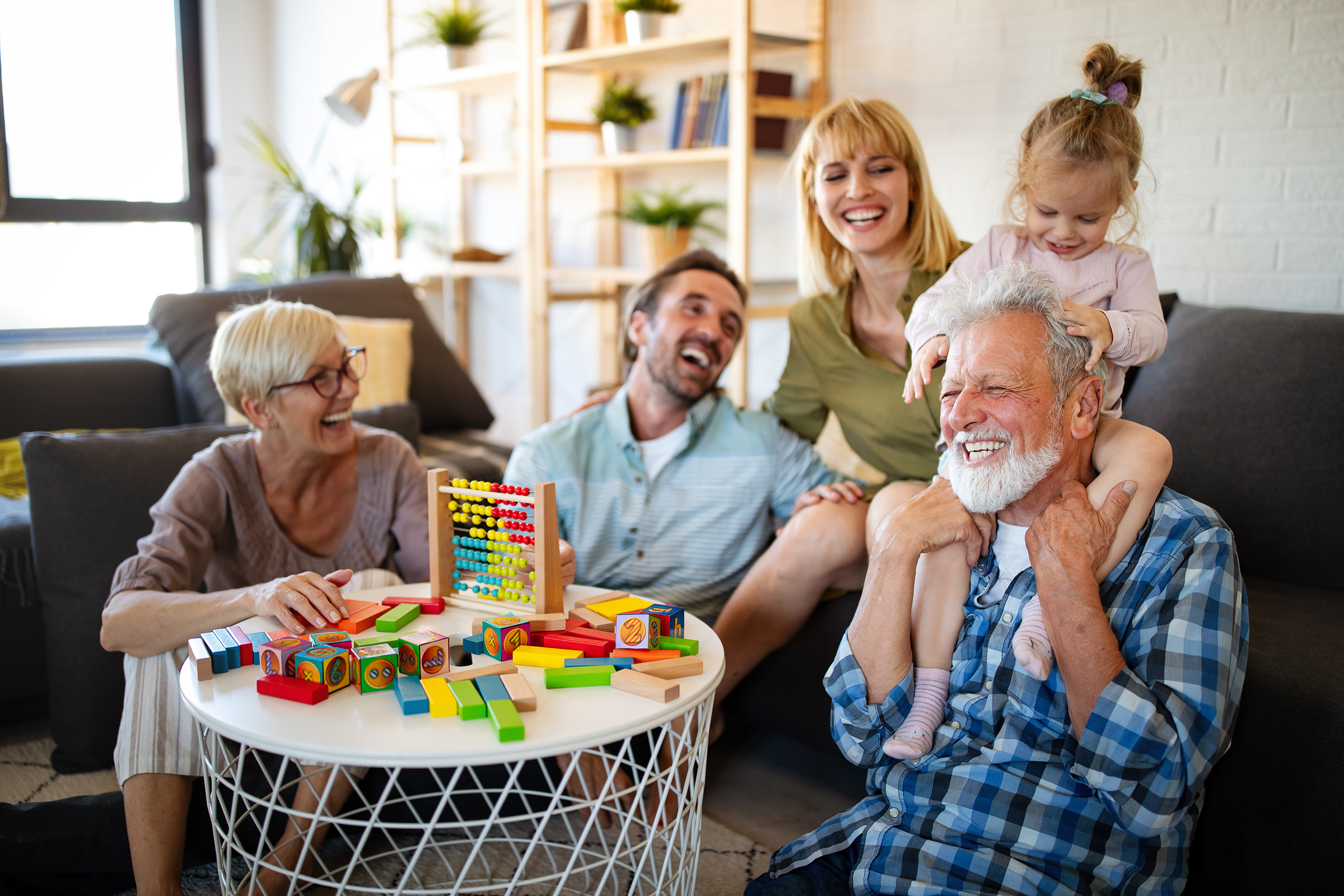 A family playing games together.